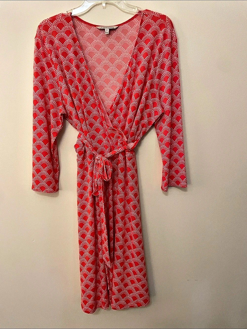 Hawthorn Orange and White Geometric Faux Wrap Midi Dress Size XXL